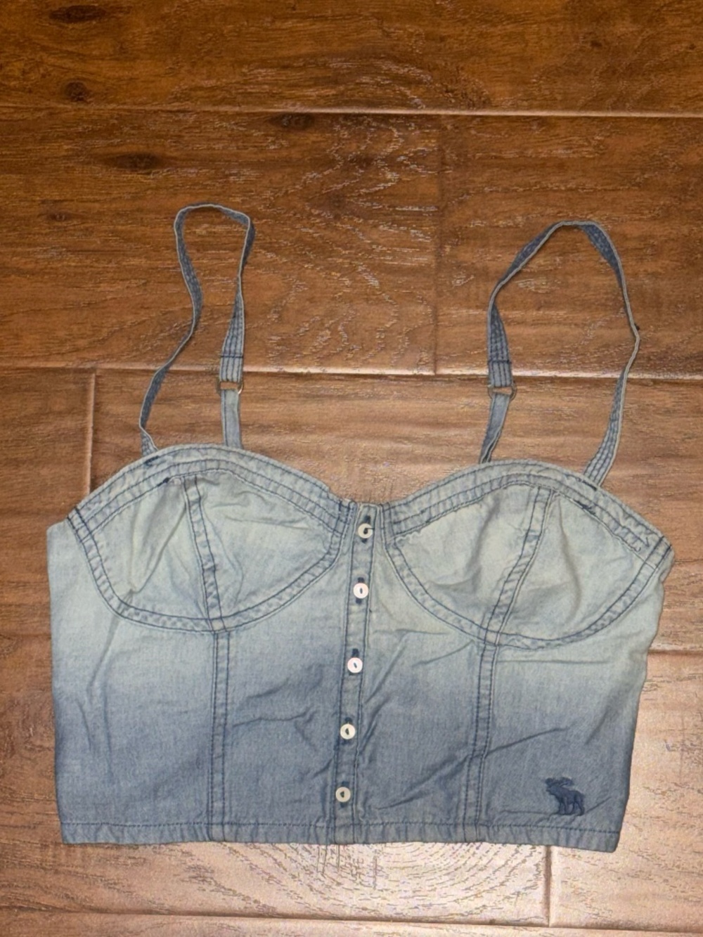 Abercrombie & Fitch *vintage* Y2K Denim Corset Bustier Crop Top size: SMALL